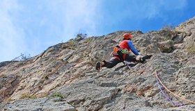 Die zweite Seillänge ist das Highlight der Route.