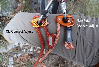 Die Verstellteile der Petzl Connect Adjust im Vergleich (alt und neu)