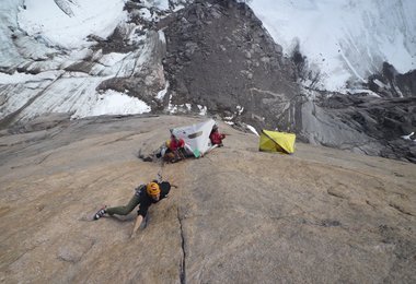 Stephane Hanssens in der 5 Sl von The Belgarians (5.13/A1) © Nico Favresse