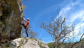 Die Stufe mit der C-Stelle - Ruine Rabenstein-Klettersteig