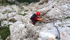 Stufe im oberen Teil des Uiberlacher Weg -  Klettersteig