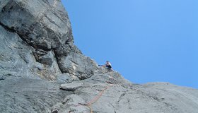 Im Ausstiegsbereich der Alten Südverschneidung am Guffert.