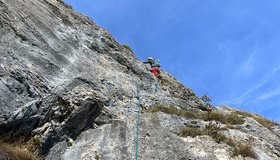 Die sechste Seillänge der Route Wegrama