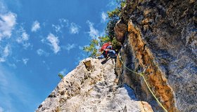 Die Verschneidung in der 3ten Seillänge der Super Ciccio im Val di Ledro