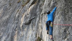 Die Crux der Tour zu Beginn der 2. Seillänge