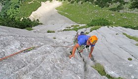 Die letzten Meter vor dem Stand (letzte Seillänge - Almrosenweg).