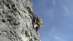In der Route Tutto Bene am Kanzel Steinbruch am Oberjoch; Foto: Pat Schwarzmann