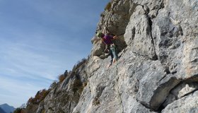 Birgit Auer im Rissdach in der 5. SL