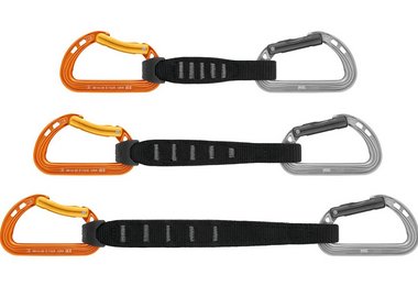 Petzl Spirit Express Set - oben 11 cm, Mitte 17 cm und unten 25 cm.