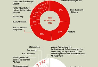 Abb. 4: Rückblick Bergsommer von 01.05.2026 bis 13.09.2026 | Tote nach Unfallursache (Wandern, Hochtour, Klettern, Klettersteig).