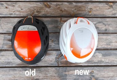 Die obere, harte Schale des Petzl Sirocco Kletterhelms.