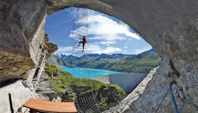 Das große Netz der Ferrata de Moiry.