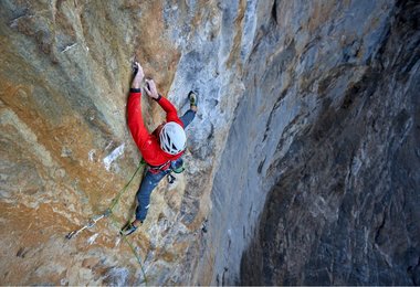 Odyssee (1400m/8a+) - 1. Wiederholung durch Barbara Zangerl und Jacopo Larcher (c) Paolo Sartori