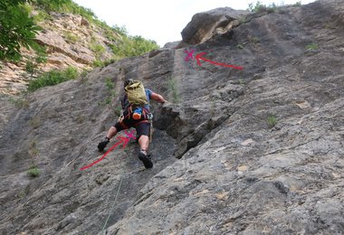 Die fehlenden Bohrhaken in der ersten Seillänge der Mamma li Turchi