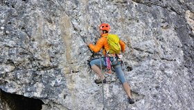 In der dritten Seillänge, ab dort wird es plattig. Foto: Erhard Mitsche