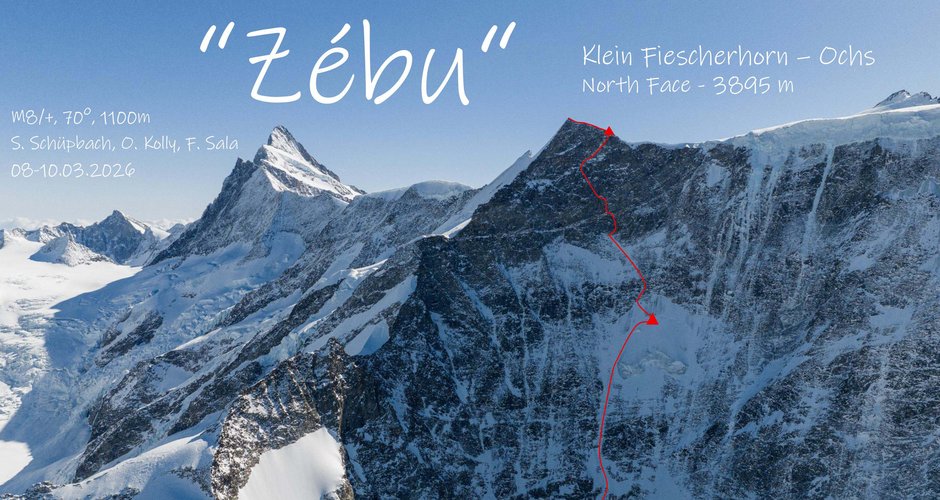 Zébu - Nordwestwand des Klein Fiescherhorns - M8/+, 70°, 1100 m