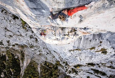 Guido Unterwurzacher in der Firewall am Feuerhörndl - Reiteralpe; Bild (C) Moritz Attenberger, Maloja