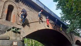 Der Klettersteig an der Vorderlandbrücke in Mülheim; Foto: Andrea Neugebauer DAV-Mülheim