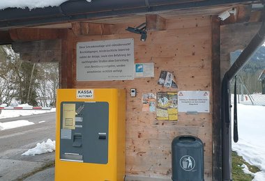 Die Mautstation mit der TVB-Info