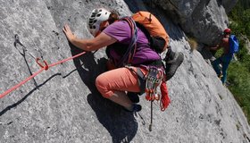 Anita Hohensinner Oberer in der Crux (4. Seillänge)