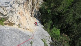 Blick von oben in de 1. Seillänge