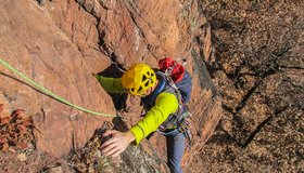 Roter Fels in der Route Vaterfreuden - Unterglaning Viperwand; Archiv Lukas Plattner