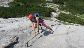 Die tollen Wasserrillen des Kuckucksnest-Klettersteiges.