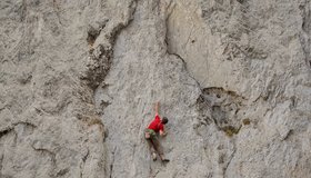 H Penasso in Seillänge 1 im Toprope-Solo