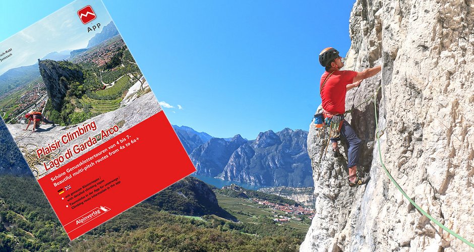 Klettern in der Route Miralago in einem neuen Gebiet bei Nago