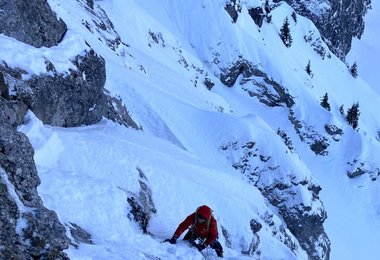 Am zweiten Tag schafften Hans und ich den Durchstieg des oberen Wandteils. Foto F. Miller