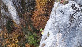 Günter Rattay in der 2. Seillänge der Route Temnozor