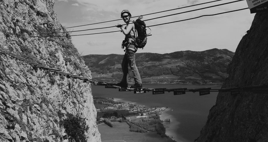 Die Seilbrücke im Drachenwand Klettersteig, Foto: Dieter Wissekal