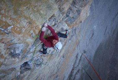 Odyssee (1400m/8a+) - 1. Wiederholung durch Barbara Zangerl und Jacopo Larcher (c) Paolo Sartori