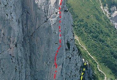 Fleischbankpfeiler, Des Kaisers neue Kleider, 8b+ (10+) © Andreas Jentzsch