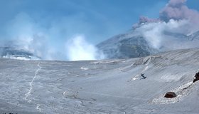 Bei der Abfahrt im oberen Teil - Etna Süd Skitour - Ätna