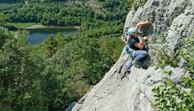 Oben in der Route Poldo (5a)
