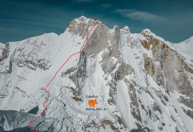 Die Route Goldfish am Meru Peak (c) Daniel Hug