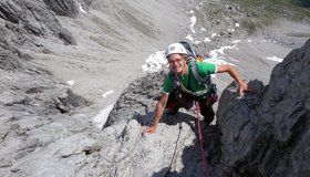 Kurz vor dem Standplatz vor der letzten Seillänge.