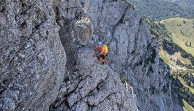 Im oberen Teil der Nordwandliebe am Scheffauer; Foto: Johannes Reiter.