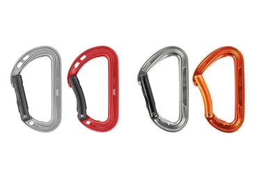 Links die neuen und rechts die alten Petzl Spirit Karabiner. 