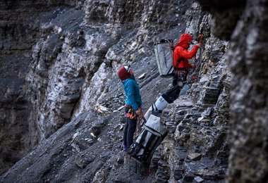 Odyssee (1400m/8a+) - 1. Wiederholung durch Barbara Zangerl und Jacopo Larcher (c) Paolo Sartori