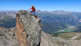 Die 6 Meter D/E Variante auf dem Turm - Tirolerweg Klettersteig