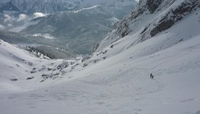 Aufstieg in Bereich vor dem Sattel