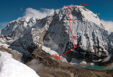 Erstbegehung am Chamlang - Marek Holeček und Zdeněk Hák - Route