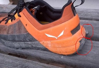 Die abstehenden Hörner an der Sohle des Salewa Wildfire NXT