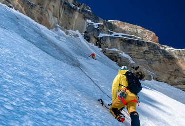 Eisklettern beim Sichtungscamp in Chamonix