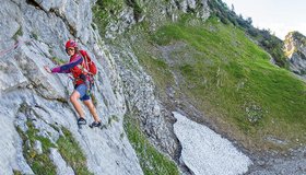 Die Einstiegsseillänge der RWI an der Multerkarwand; Foto: Johannes Reiter.