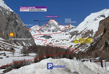 Die geplante Route der beiden Bergsteiger (c) bergsteigen.com