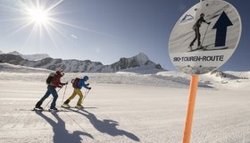 Aufstieg entlang der gut markierten Pistenroute