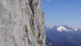 In der letzten Seillänge der 40 Jahre danach an der Scharnitzspitze